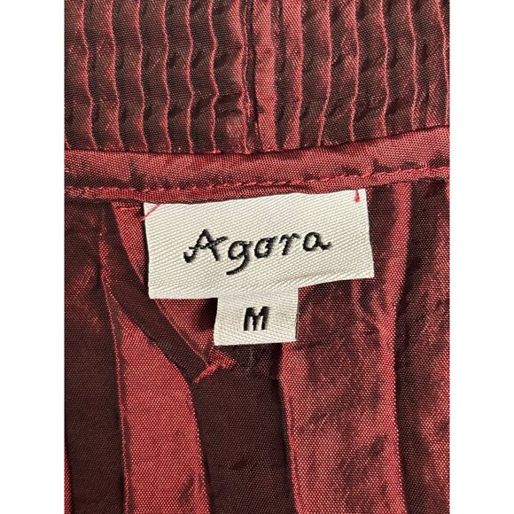 Agara Womens Pleated Button-Up Blouse With Ruffled Cuffs - Medium Elegant Burgun - Picture 6 of 9